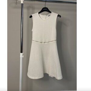 New Sandro Paris White Sleeveless Zipper Waist Mini Dress Sz 3 Romantic Feminine